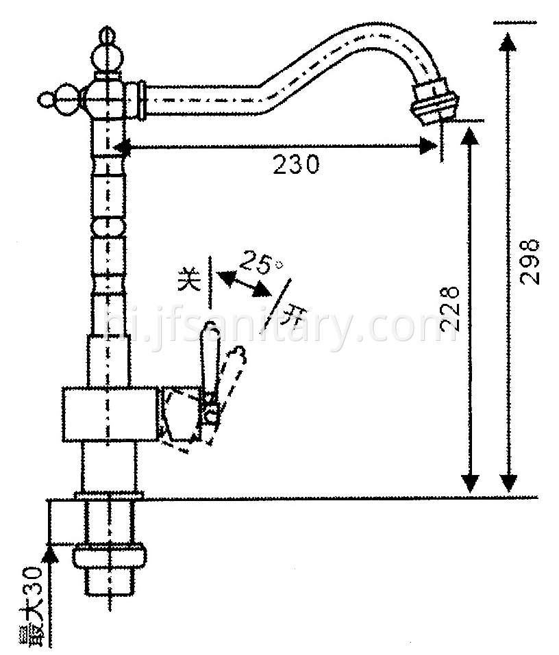 Size Of Bronzed Brass Deck Mounted Single Lever Kitchen Faucets